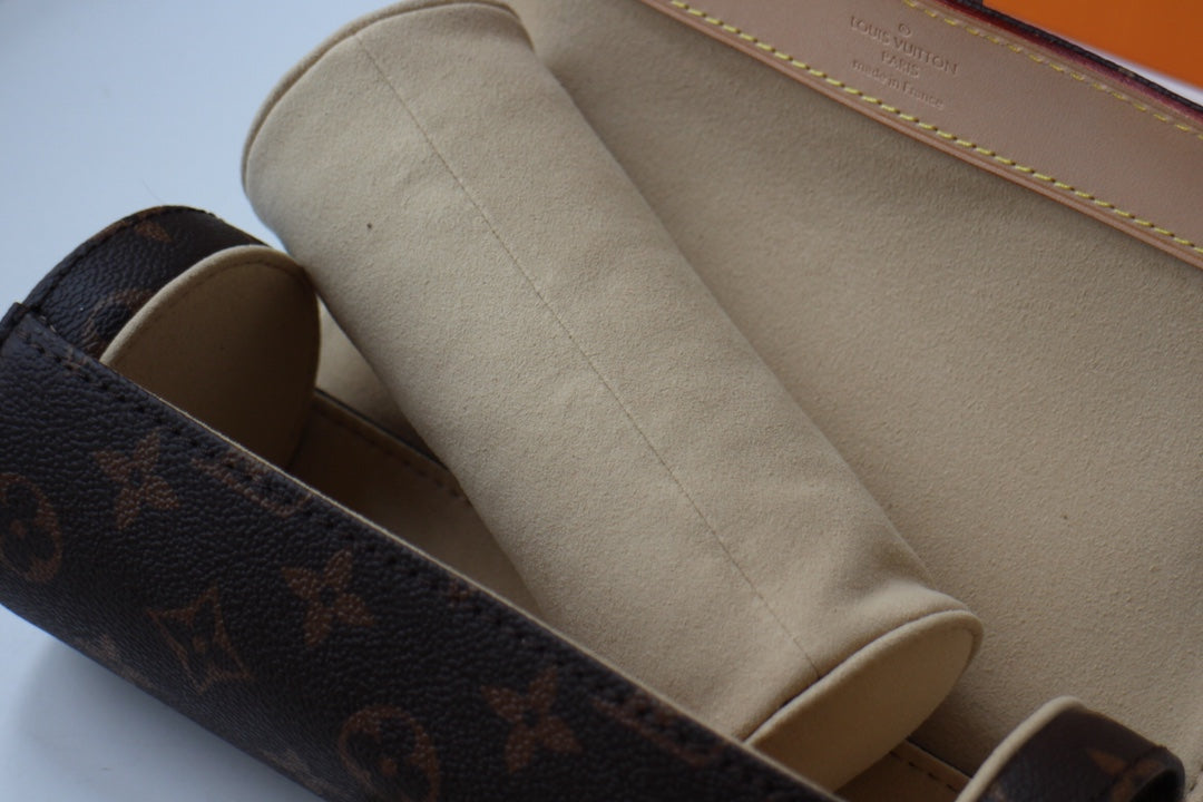 LOUIS VUITTON LV 25S ASTUCCIO PER 3 OROLOGI 20 IN BROWN MONOGRAM CALFSKIN