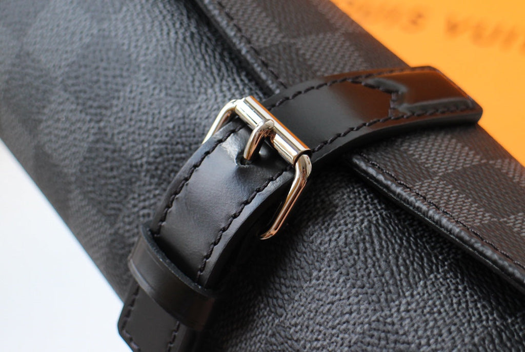 LOUIS VUITTON LV 25S ASTUCCIO PER 3 OROLOGI 20 IN BLACK DAMIER GRAPHITE CALFSKIN