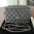 CHANEL WOC 19CM BLACK LAMBSKIN SILVER HARDWARE