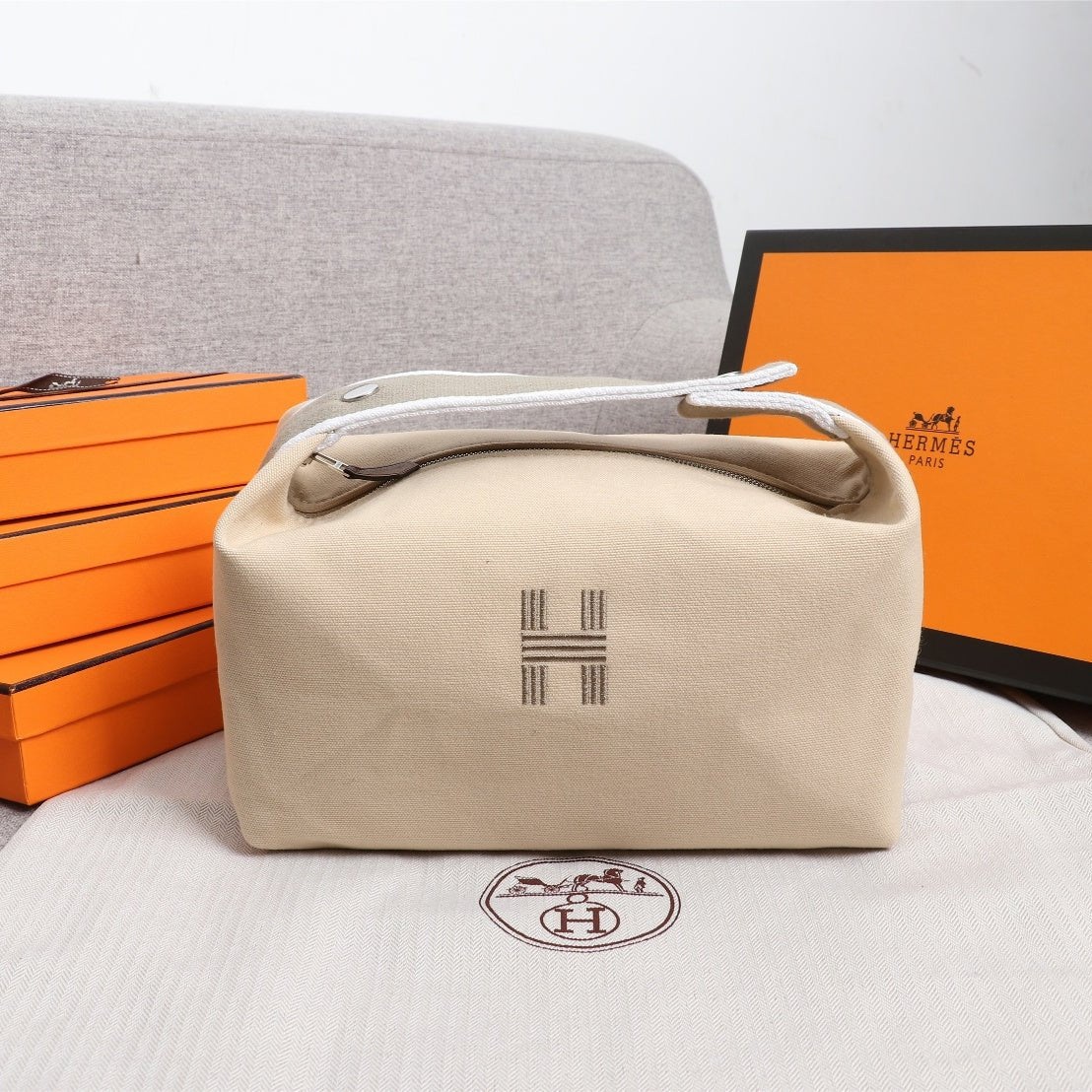 HERMES BRIDE-A-BRAC 25 BEIGE CANVAS