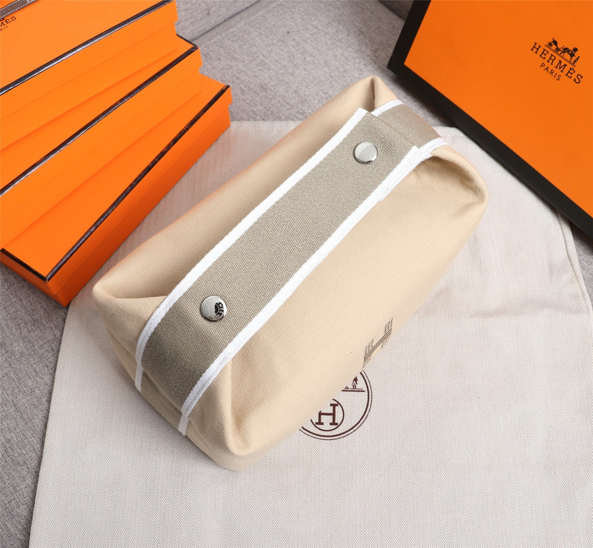 HERMES BRIDE-A-BRAC 21 BEIGE CANVAS