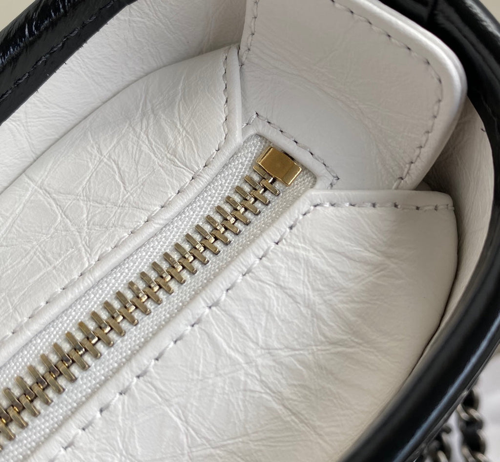 CHANEL GABRIELLE MINI 20 HOBO BAG IN WHITE MIX BLACK CALFSKIN