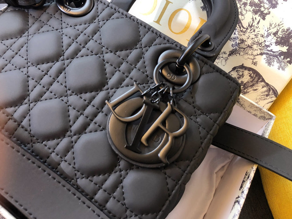 DIOR MEDIUM LADY 20 BAG IN BLACK CALFSKIN