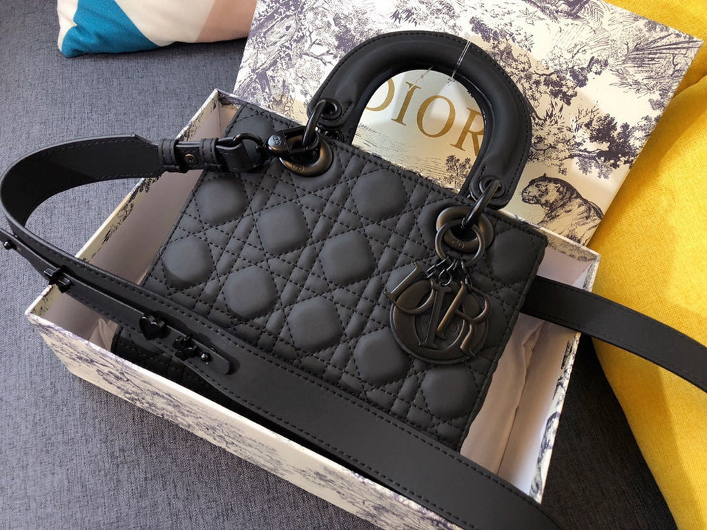 DIOR MEDIUM LADY 20 BAG IN BLACK CALFSKIN