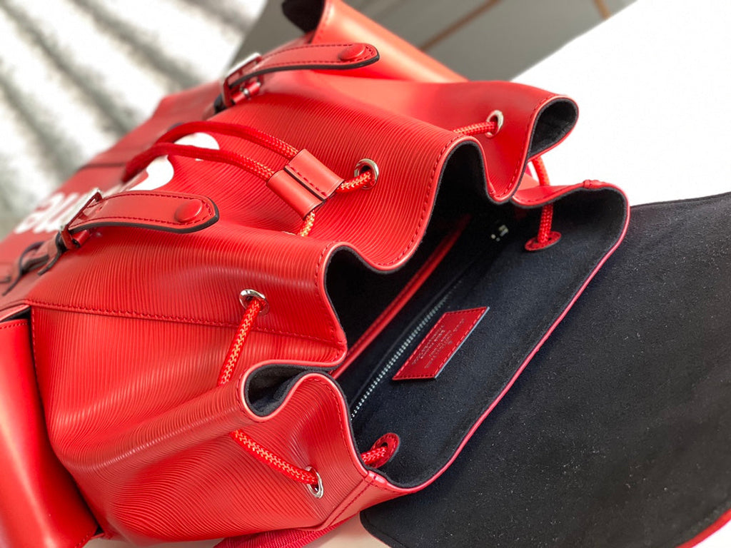 LOUIS VUITTON LV x SUPREME CHRISTOPHER SMALL BACKPACK 47 IN RED EPI CALFSKIN
