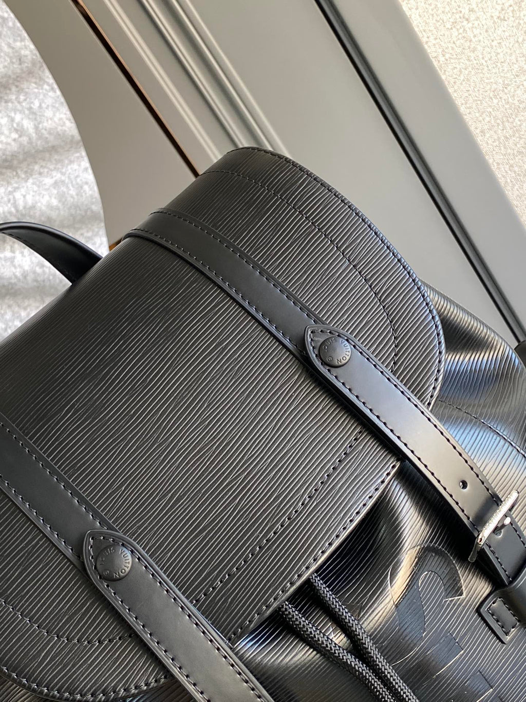 LOUIS VUITTON LV x SUPREME CHRISTOPHER SMALL BACKPACK 47 IN BLACK EPI CALFSKIN