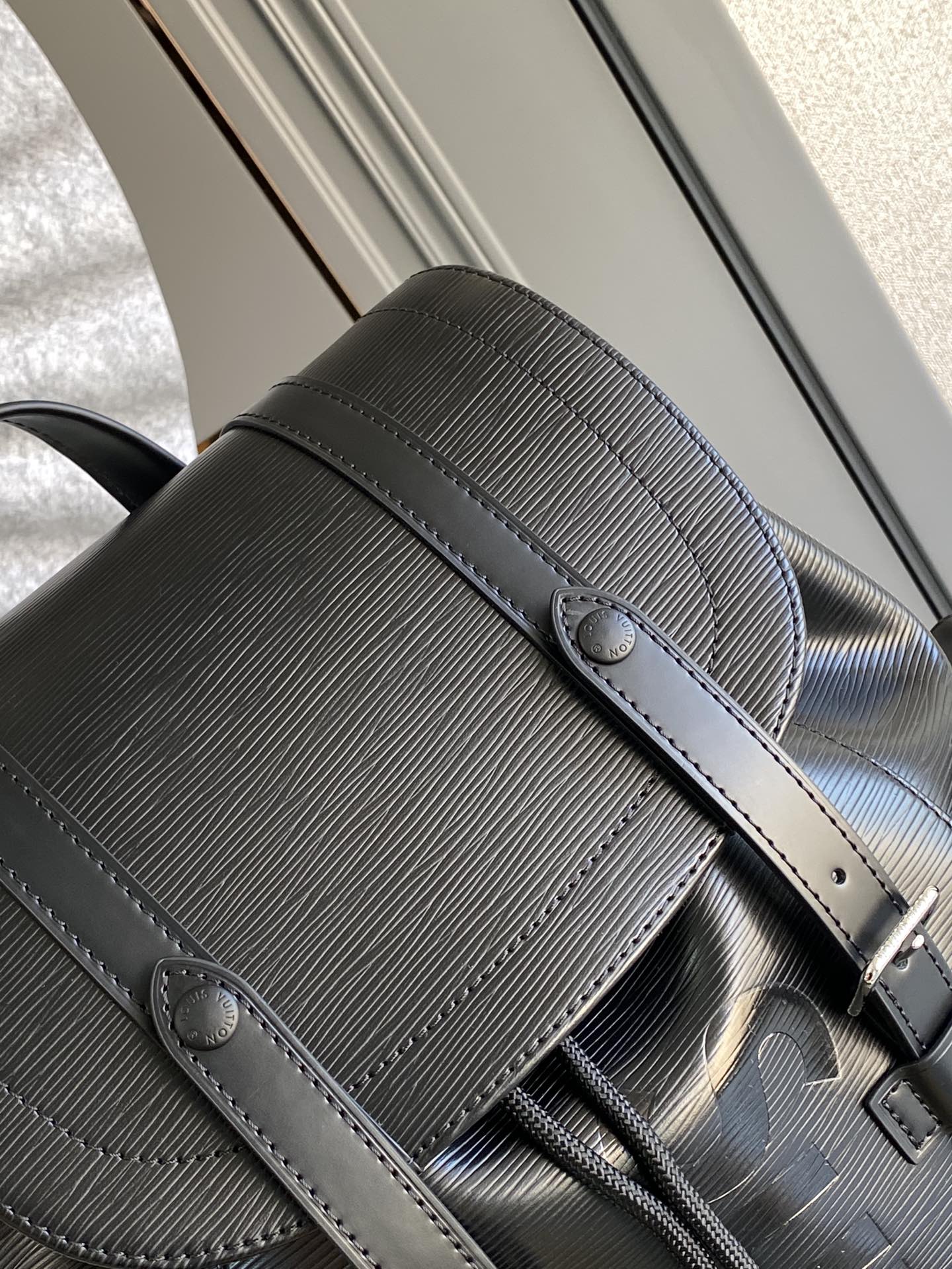 LOUIS VUITTON LV x SUPREME CHRISTOPHER SMALL BACKPACK 47 IN BLACK EPI CALFSKIN
