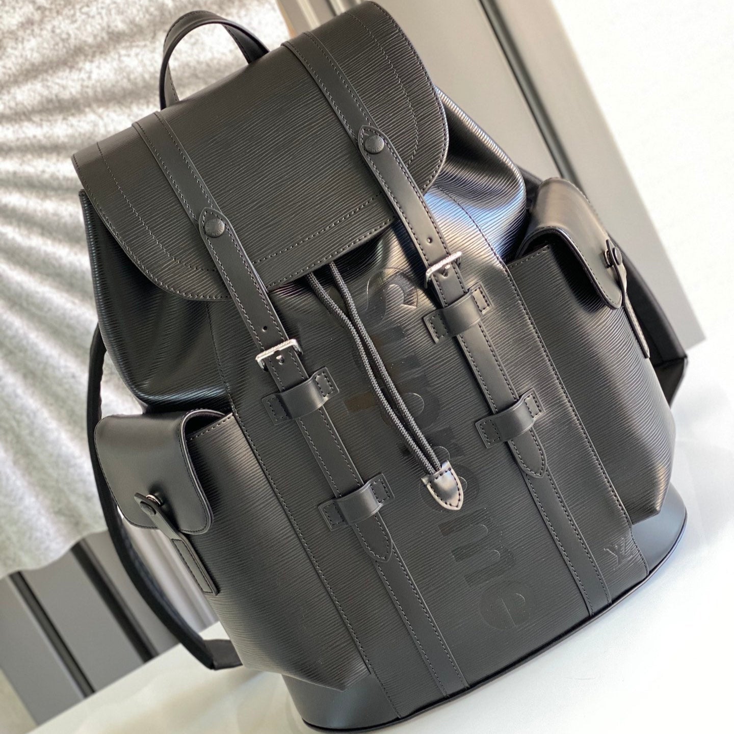 LOUIS VUITTON LV x SUPREME CHRISTOPHER SMALL BACKPACK 47 IN BLACK EPI CALFSKIN