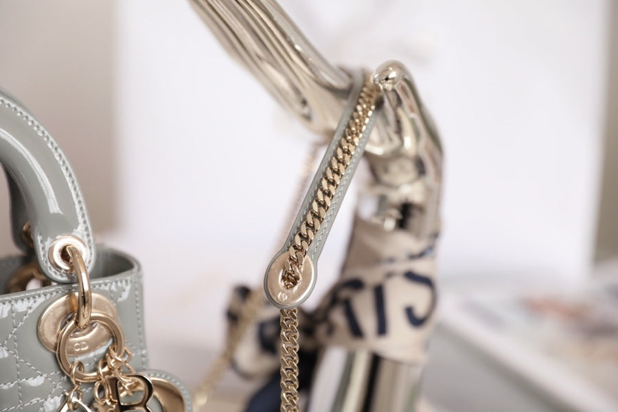 DIOR LADY 17 IN GRAY WITH CANNAGE PATTERN