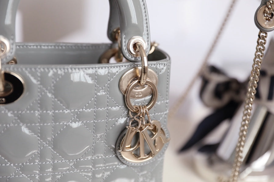 DIOR LADY 17 IN GRAY WITH CANNAGE PATTERN