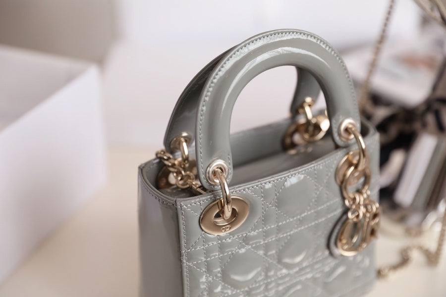 DIOR LADY 17 IN GRAY WITH CANNAGE PATTERN