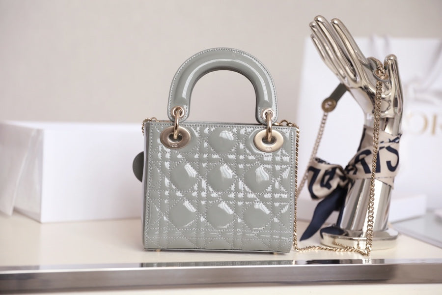 DIOR LADY 17 IN GRAY WITH CANNAGE PATTERN