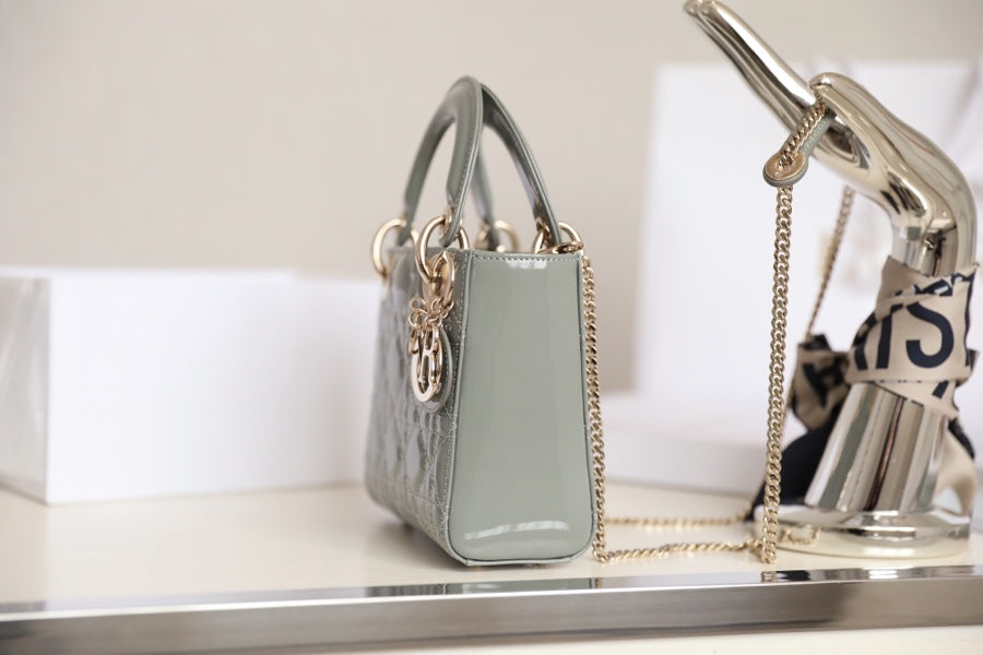 DIOR LADY 17 IN GRAY WITH CANNAGE PATTERN