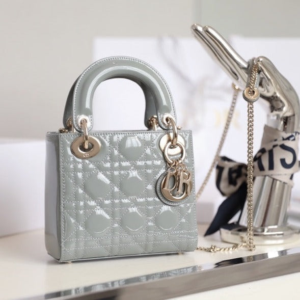 DIOR LADY 17 IN GRAY WITH CANNAGE PATTERN