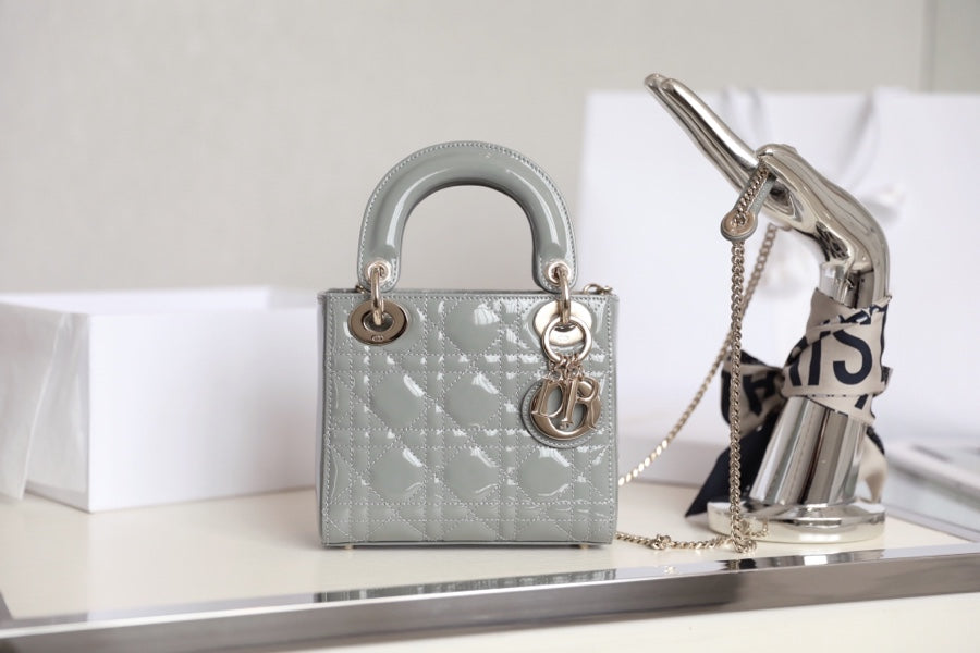 DIOR LADY 17 IN GRAY WITH CANNAGE PATTERN