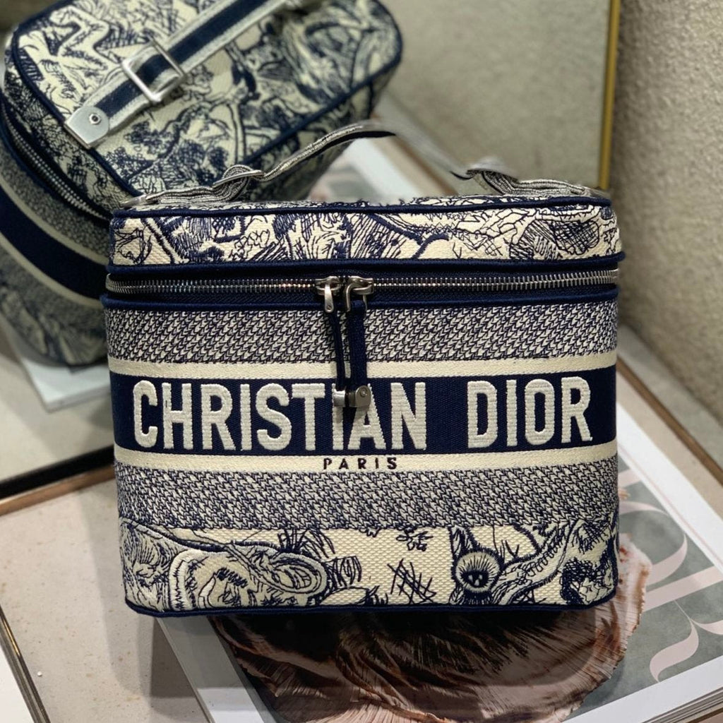 DIOR SMALL 25 VANITY CASE IN BLACK MONOGRAM OBLIQUE JACQUARD