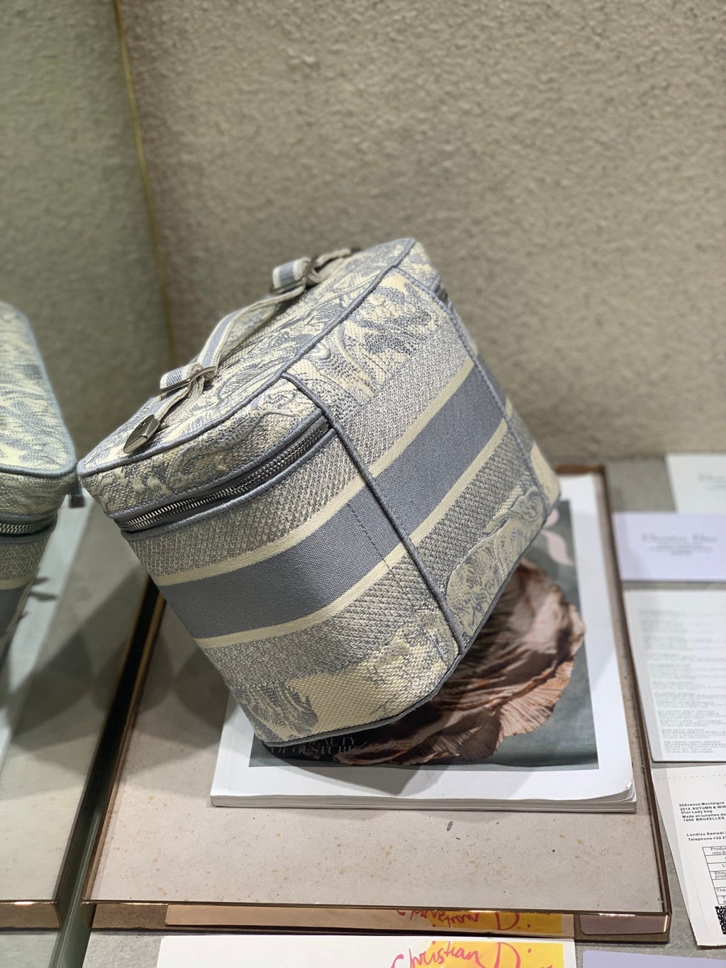 DIOR SMALL 25 VANITY CASE IN PASTEL GRAY MONOGRAM OBLIQUE JACQUARD