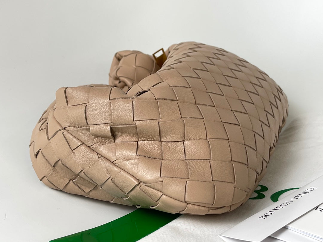 BOTTEGA VENETA MINI JODIE 27 IN MEDIUM BROWN LAMBSKIN