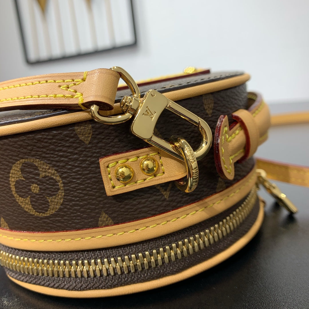 LOUIS VUITTON MINI BOITE CHAPEAU 13 IN BROWN MONOGRAM CANVAS GOLD HARDWARE