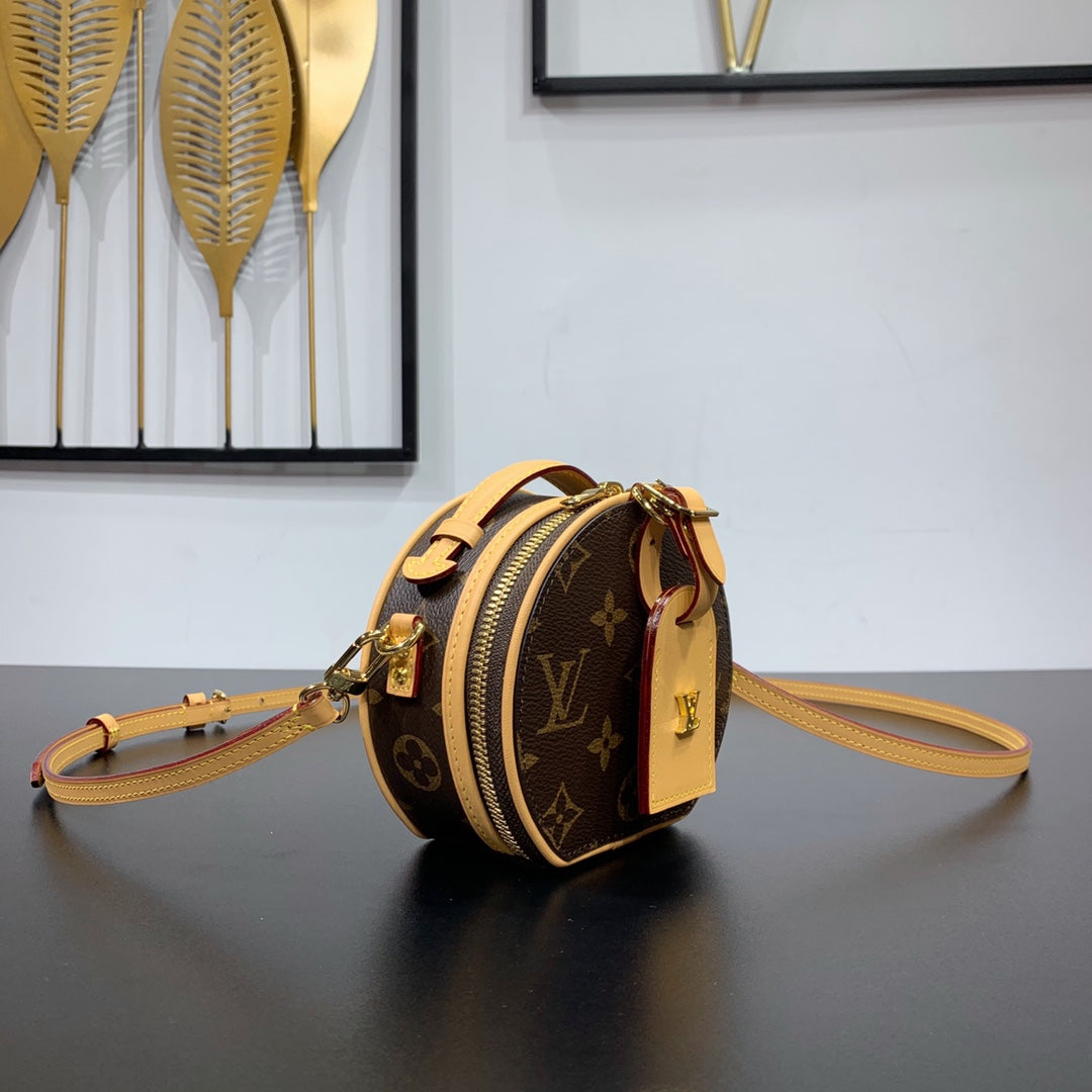 LOUIS VUITTON MINI BOITE CHAPEAU 13 IN BROWN MONOGRAM CANVAS GOLD HARDWARE