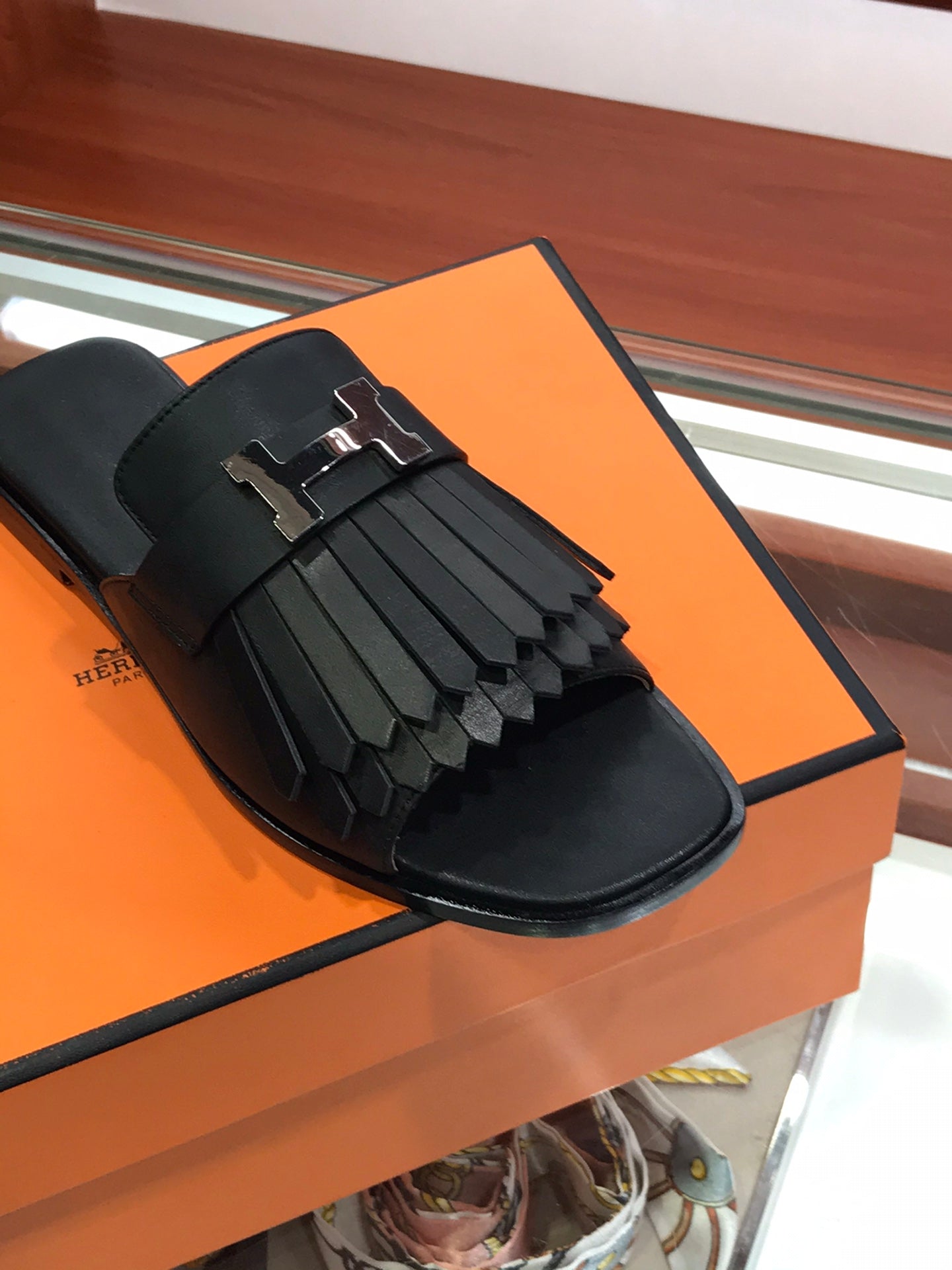 HERMES ROYAL SANDAL BLACK LAMBSKIN