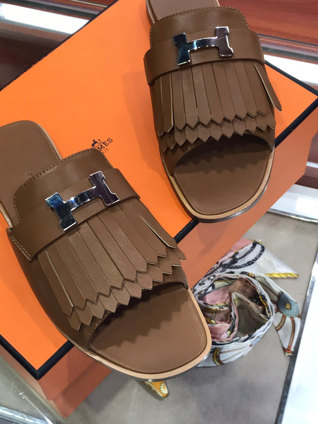 HERMES ROYAL SANDAL CHOCOLATE LAMBSKIN