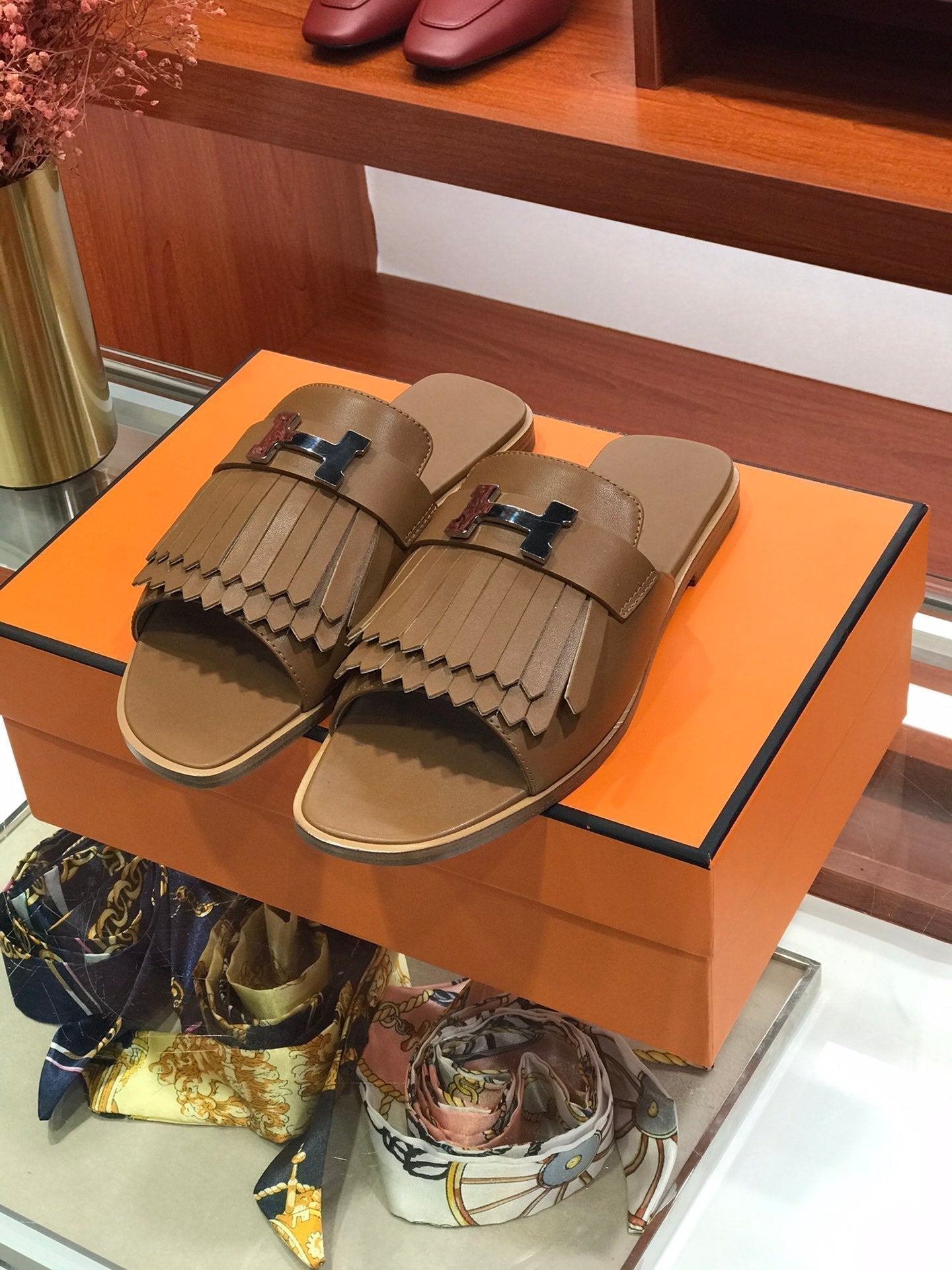 HERMES ROYAL SANDAL CHOCOLATE LAMBSKIN