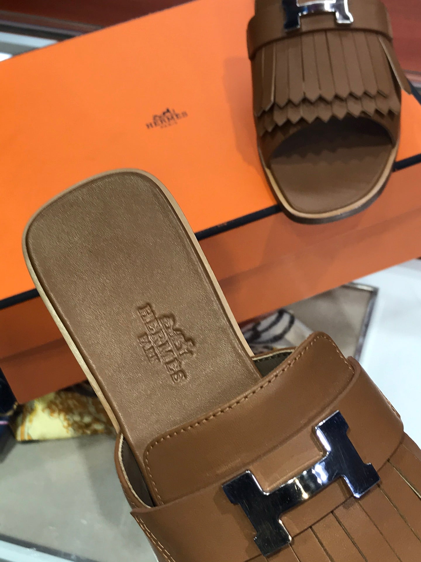 HERMES ROYAL SANDAL CHOCOLATE LAMBSKIN