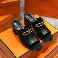 HERMES CAMILLA MULE 65 BLACK CALFSKIN