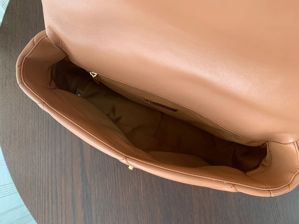 CHANEL 19 FLAP BAG 30 BROWN GOATSKIN