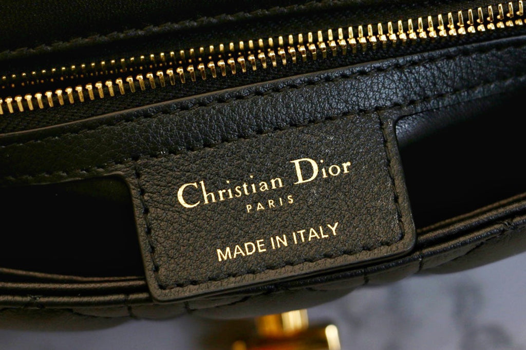 DIOR CARO MINI BAG 20 IN BLACK CALFSKIN