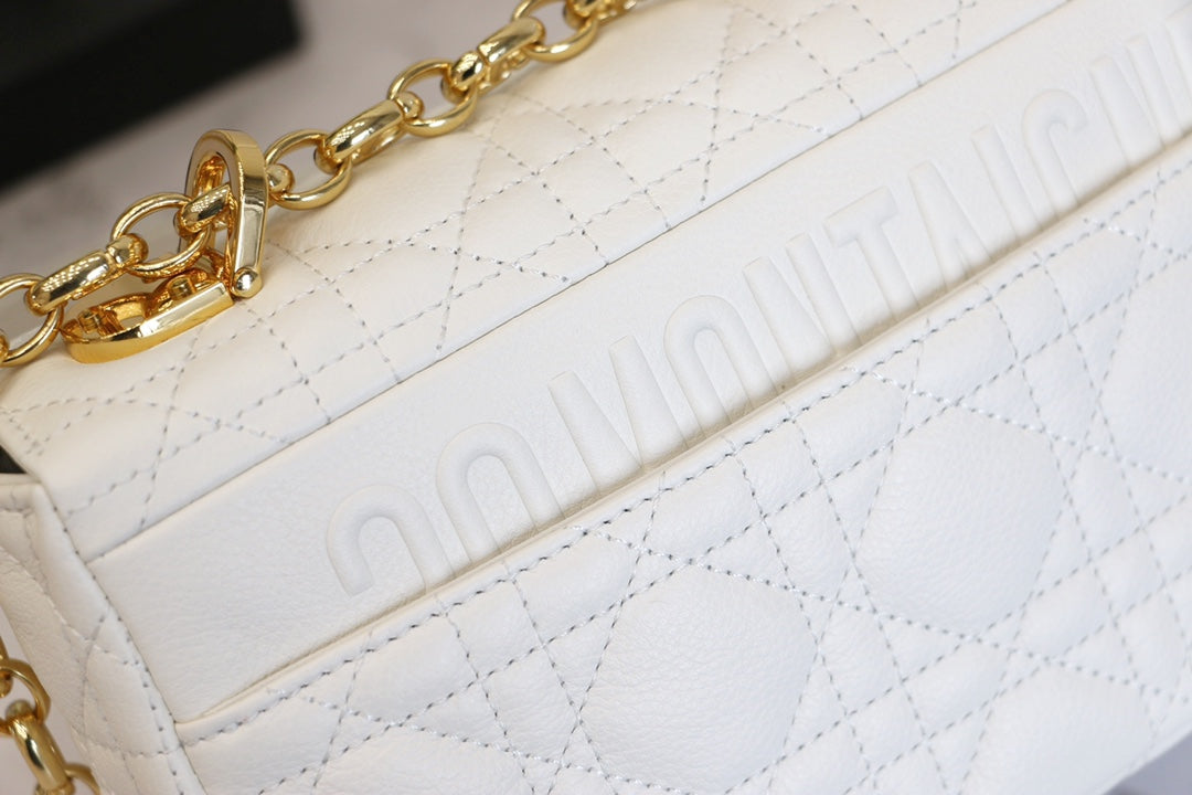 DIOR CARO MINI BAG 20 IN WHITE CALFSKIN