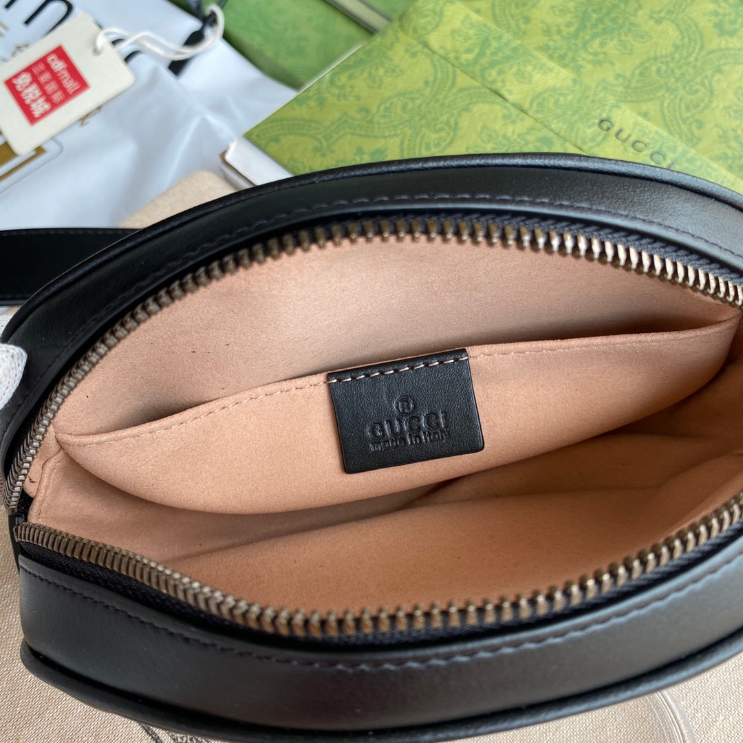 GUCCI MARMONT BELT BAG 18 IN BLACK CALFSKIN