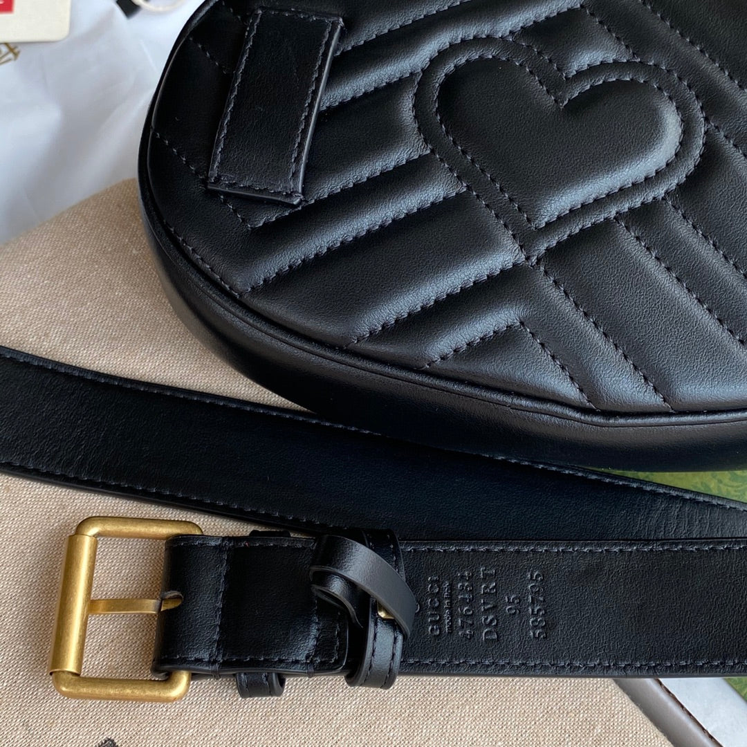 GUCCI MARMONT BELT BAG 18 IN BLACK CALFSKIN