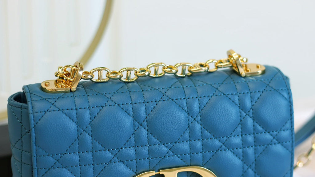 DIOR CARO MINI BAG 20 IN COBALT BLUE CALFSKIN