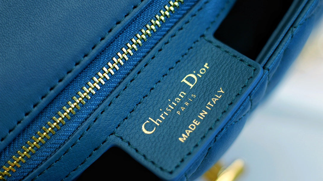 DIOR CARO MINI BAG 20 IN COBALT BLUE CALFSKIN