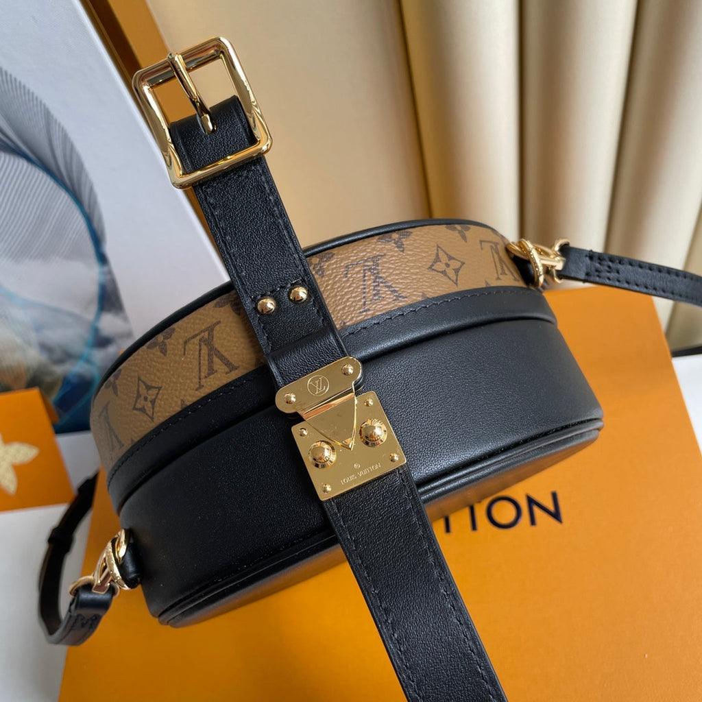 LOUIS VUITTON LV 25S PETITE BOITE CHAPEAU 17 IN BLACK MONOGRAM REVERSE CALFSKIN