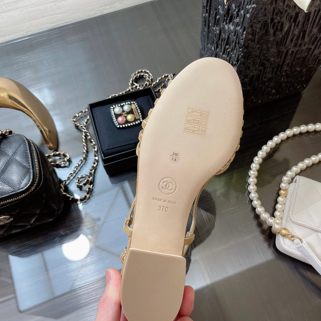 CHANEL SLINGBACKS SANDAL IN CAMEL BEIGE SUEDE
