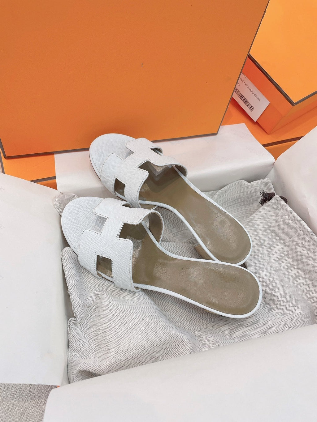 HERMES 0asis Sandal Epsom Calfskin White