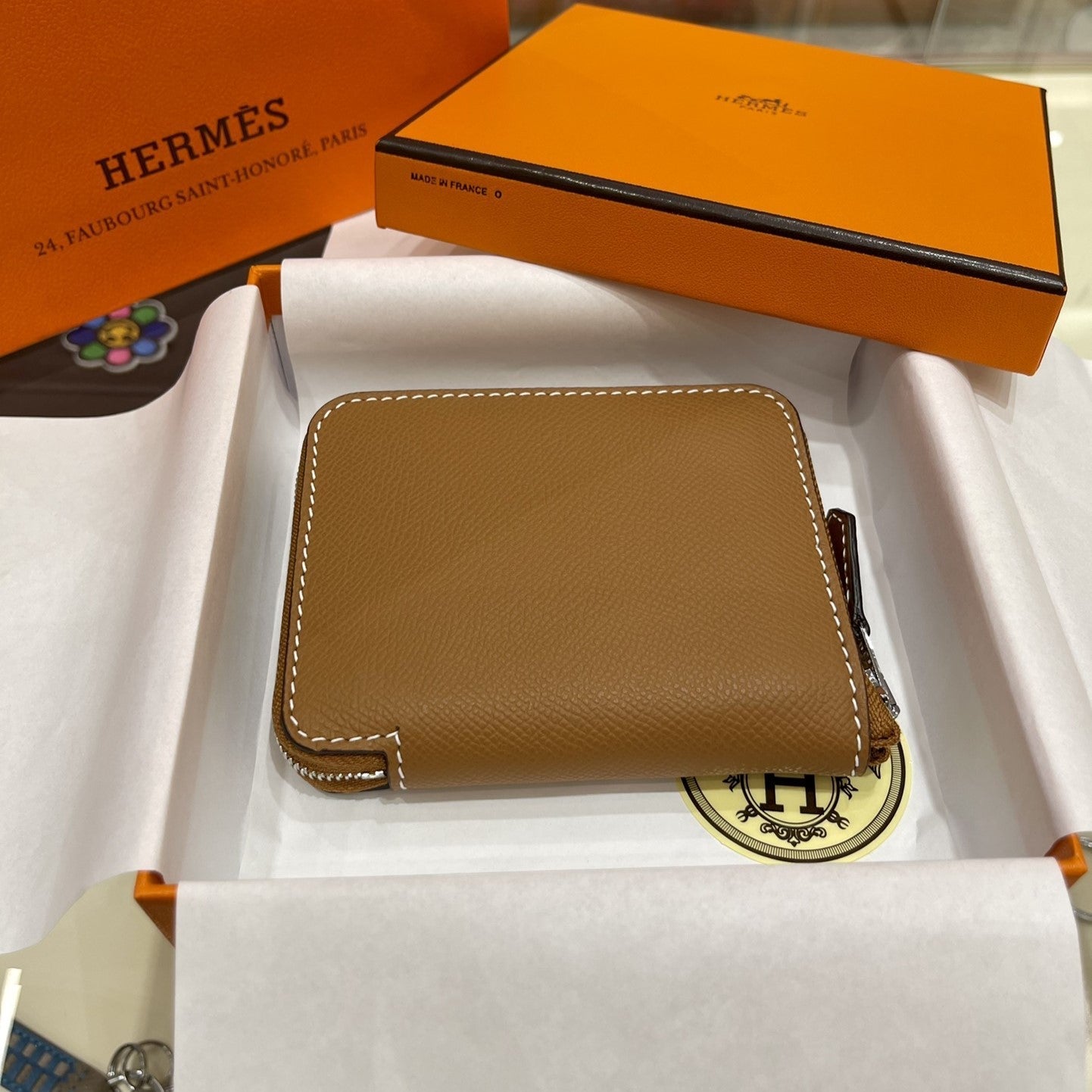 HERMES Compact Wallet 11.5 Tan Epsom