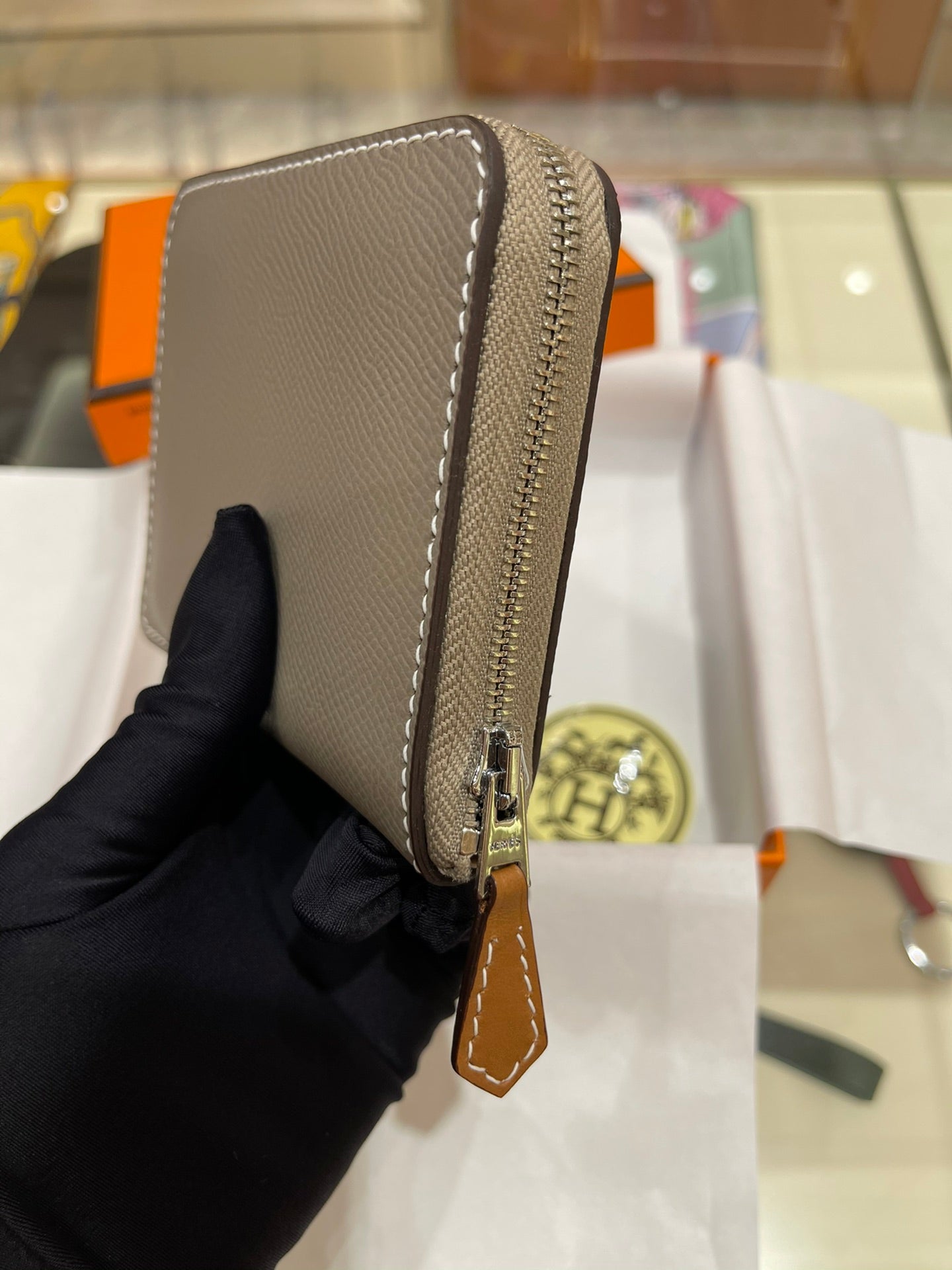 HERMES Compact Wallet 11.5 Brown Epsom