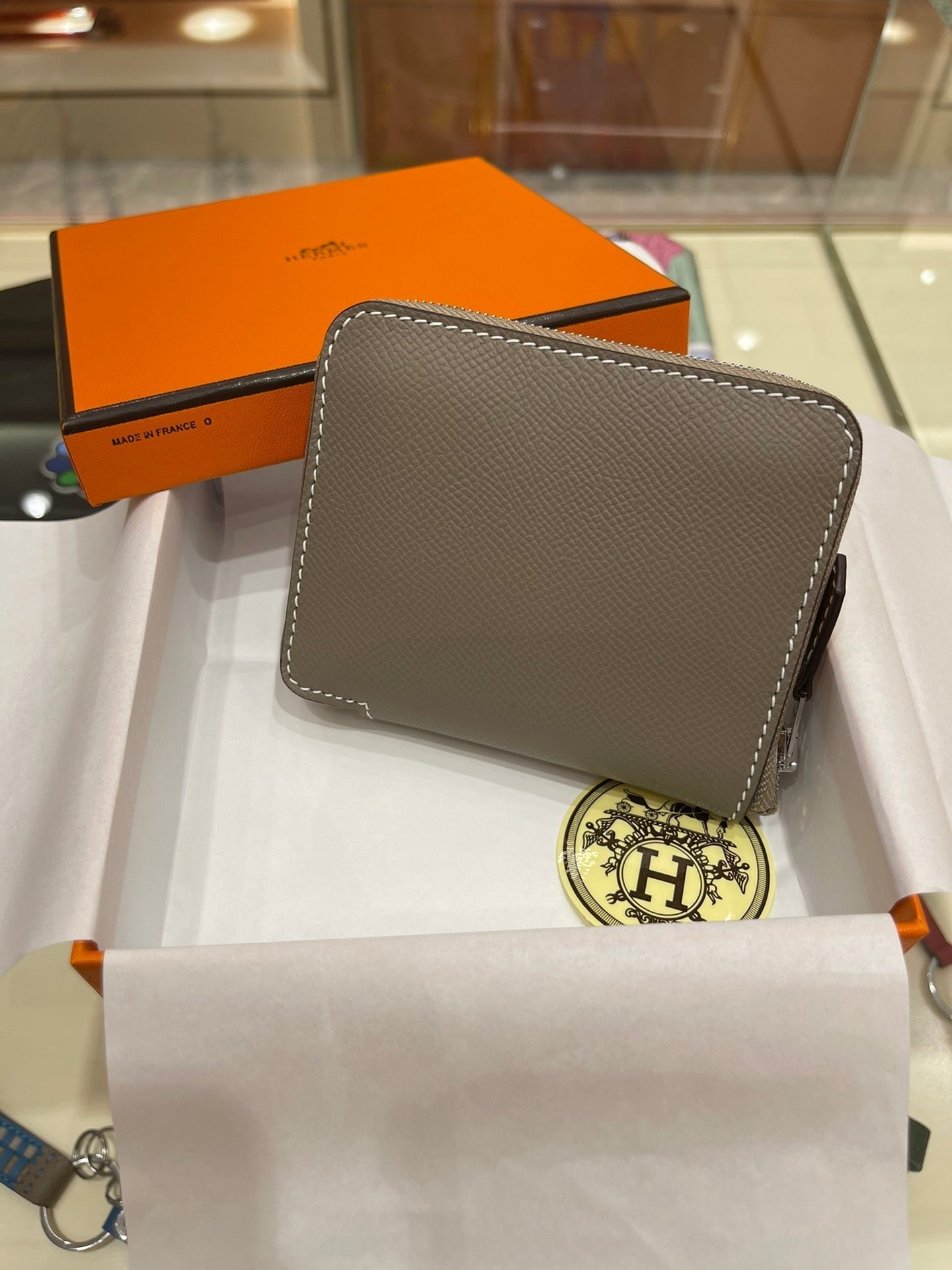 HERMES Compact Wallet 11.5 Brown Epsom
