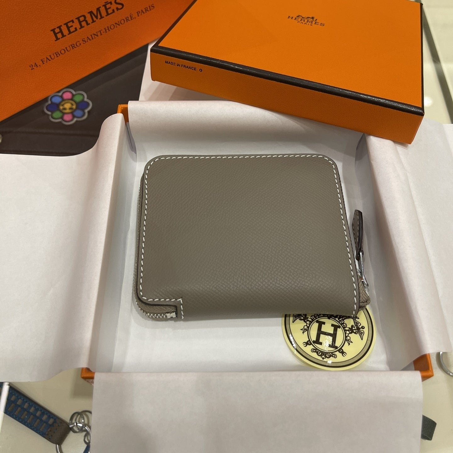 HERMES Compact Wallet 11.5 Brown Epsom