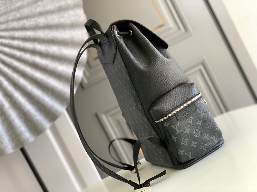 LOUIS VUITTON BACKPACK 45 IN BLACK CALFSKIN AND GUN METAL MONOGRAM ECLIPSE CANVAS