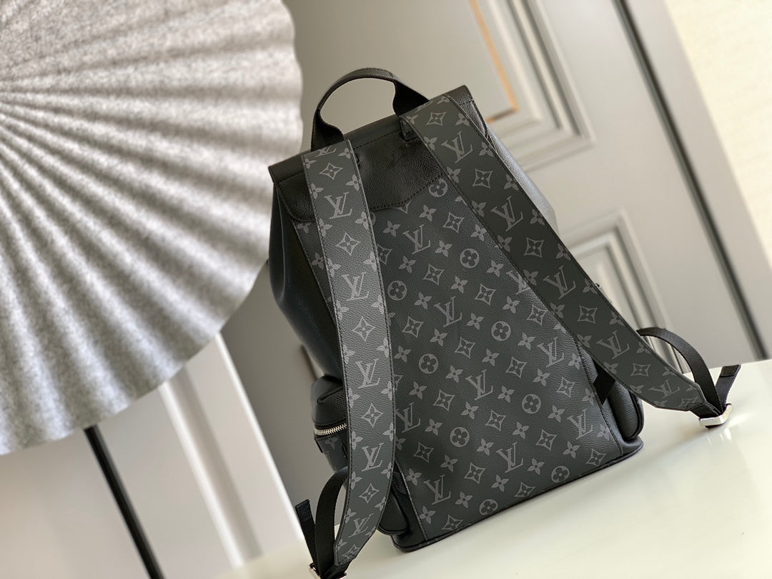 LOUIS VUITTON BACKPACK 45 IN BLACK CALFSKIN AND GUN METAL MONOGRAM ECLIPSE CANVAS