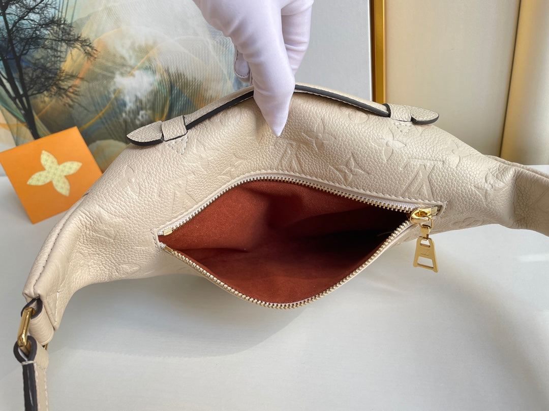 LOUIS VUITTON LV BUMBAG WAIST BAG 37 IN CREAM GRAINED CALFSKIN