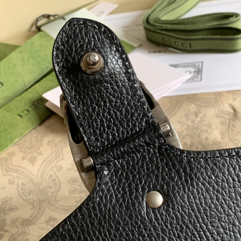 GUCCI DYONYSUS SHOULDER BAG 20 IN BLACK CALFSKIN SILVER HARDWARE