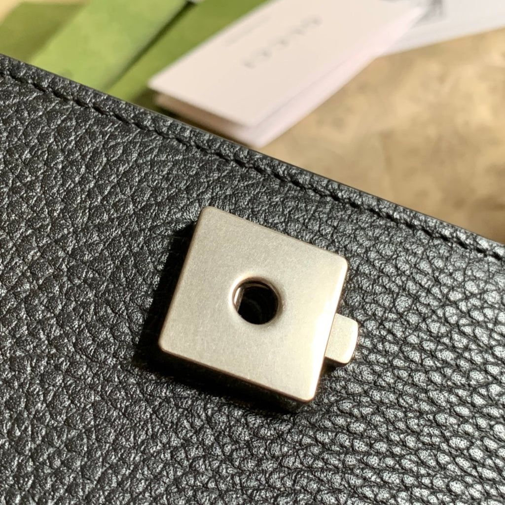 GUCCI DYONYSUS SHOULDER BAG 20 IN BLACK CALFSKIN SILVER HARDWARE