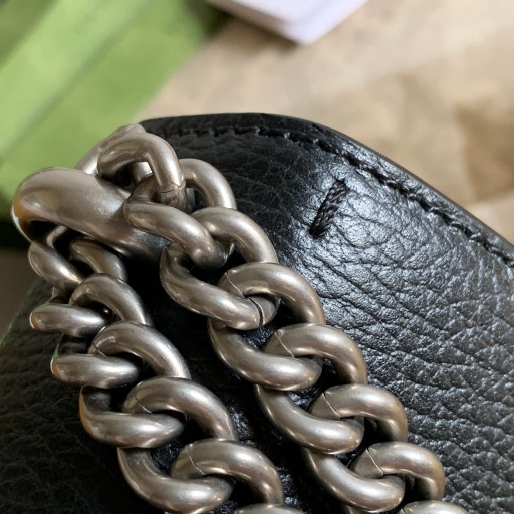 GUCCI DYONYSUS SHOULDER BAG 20 IN BLACK CALFSKIN SILVER HARDWARE