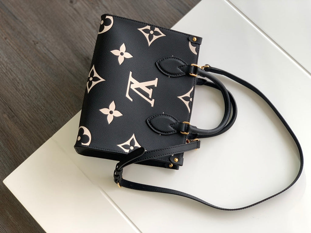 LOUIS VUITTON ONTHEGO TOTE 25 IN BLACK AND OFF WHITE MONOGRAM EMPREINTE